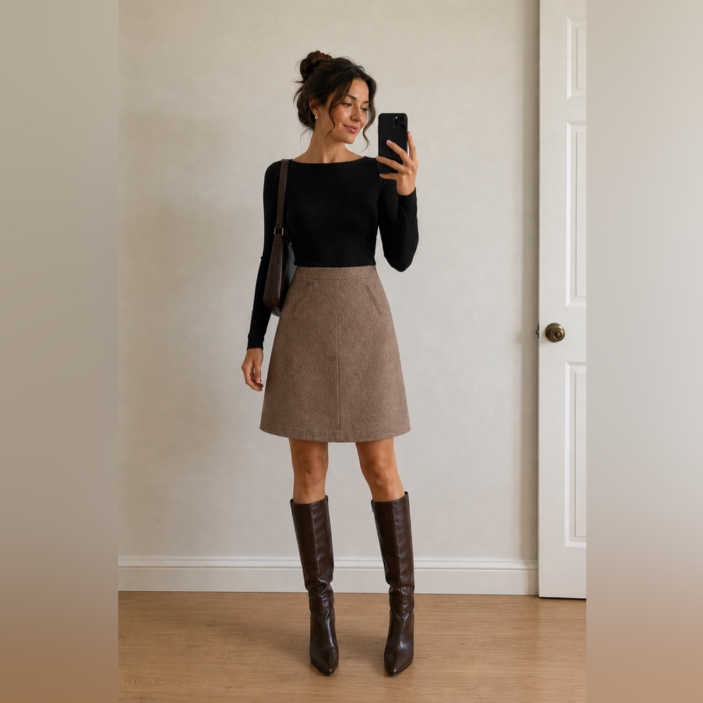 Banana Republic 100% Wool Brown A-Line Women’s Skirt